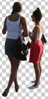 back, casual, caucasian, couple, cutout, cutout couples, cutout people, day, eye level view, standing, summer, sunny, woman