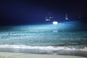 artificial lighting, beach, Canarias, eye level view, night, outdoor lighting, seascape, Spain