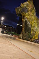 art, artificial lighting, Bilbao, eye level view, night, Pais Vasco, pavement, sculpture, Spain