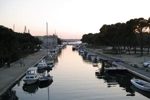 autumn, boat, canal, Croatia, dusk, elevated, evening, harbour, natural light, Splitsko-Dalmatinska, Trogir