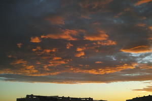 autumn, cloud, cloudy, Cumulus, dusk, dusk, evening, eye level view, natural light, open space, sky, sunset