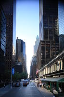 building, car, day, elevated, facade, Manhattan, New York, people, retail, shop, skyscraper, street, sunny, The United States, walking