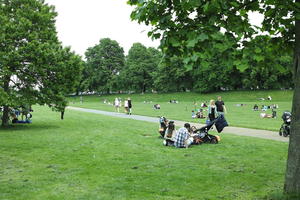 day, England, eye level view, family, grass, Hyde Park, London, overcast, park, people, spring, The United Kingdom, tree, vegetation