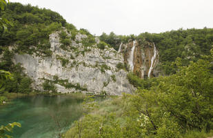 cliff, Croatia, day, diffuse, diffused light, elevated, Karlovacka, lake, natural light, summer, waterfall, woodland