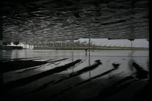 architecture, Barcelona, Cataluña, ceiling, day, eye level view, pavement, Spain, underpass