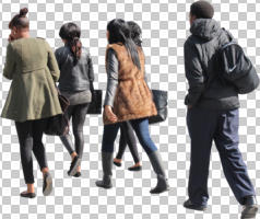 African, back, black, cutout, cutout groups, cutout people, day, eye level view, group, people, spring, sunny, walking