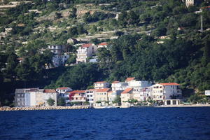 building, coastline, Croatia, day, eye level view, Makarska, seascape, Splitsko-Dalmatinska, summer, tree, vegetation, villa