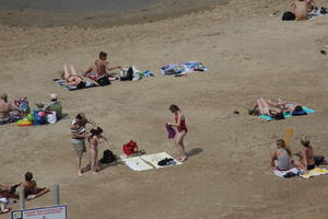 Aquitaine, beach, Biarritz, day, elevated, France, people, spring, sunbathing, sunlight, sunny, sunshine