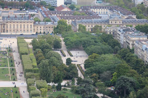 aerial view, autumn, cityscape, day, diffuse, diffused light, France, Ile-De-France, Paris, park