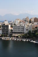 Agios Nikolaos, autumn, boat, day, elevated, Greece, Lasithi, marina, town, transport