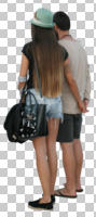 back, casual, caucasian, couple, cutout, cutout couples, cutout people, day, diffuse, diffused light, eye level view, standing, summer