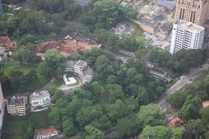 above, aerial view, cityscape, day, elevated, Kuala Lumpur, Malaysia, overcast, tree, vegetation, Wilayah Persekutuan