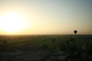 aerial view, balloon, clear, dusk, East Timor, Egypt, Egypt, palm, sky, sun, sunset, vegetation