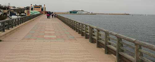 balustrade, day, Denia, diffuse, diffused light, eye level view, natural light, pavement, pier, Spain, spring, Valenciana