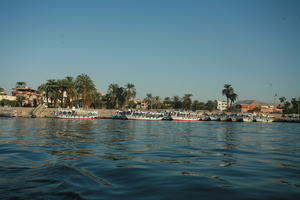 boat, clear, dusk, East Timor, Egypt, Egypt, eye level view, palm, river, river Nile, sky