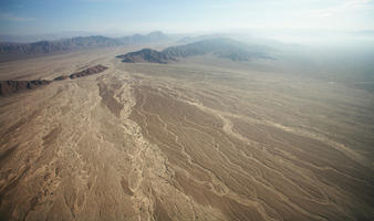 aerial view, day, desert, Ica, mountain, natural light, Nazca, Peru, riverbed, sunny