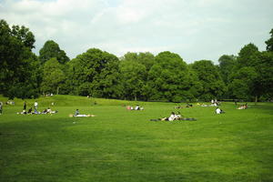 day, England, eye level view, grass, Hyde Park, London, park, people, spring, sunny, The United Kingdom, tree, vegetation