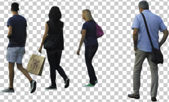 bag, casual, caucasian, cutout, cutout groups, cutout people, day, eye level view, people, walking