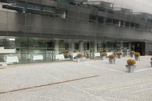 Copenhagen , day, Denmark, eye level view, facade, glass, Kobenhavn, overcast, pavement, potted plant, restaurant, winter