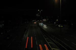 artificial lighting, car lights, city lights, elevated, England, evening, London, night, outdoor lighting, road, The United Kingdom, urban, winter