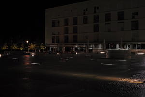 artificial lighting, building, city, Croatia, eye level view, night, pavement, pavement, paving, plaza, spring, well, wet, Zadar, Zadarska