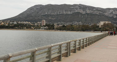 balustrade, day, Denia, diffuse, diffused light, eye level view, mountain, natural light, pier, Spain, spring, Valenciana