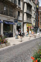 Champagne-Ardenne, city, day, eye level view, France, man, pavement, people, shopping, street, summer, sunny, Troyes, woman