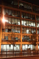 architecture, artificial lighting, building, England, eye level view, facade, London, night, office, The United Kingdom, tree, vegetation