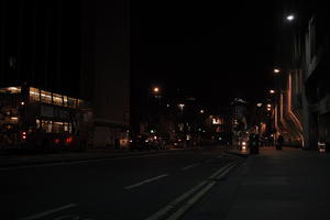 artificial lighting, city, city lights, England, eye level view, London, night, outdoor lighting, street, The United Kingdom, urban