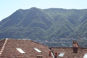 bright, chimney, Como, day, direct sunlight, eye level view, house, Italia , Lombardia, mountain, roof, summer, sunny, woodland