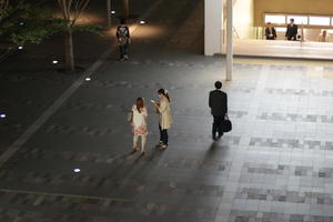 above, artificial lighting, asian, Fukuoka, Fukuoka, group, Japan, night, people, spring, square