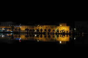 artificial lighting, building, city, Croatia, eye level view, night, seascape, spring, waterfront, Zadar, Zadarska