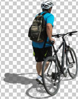 back, bicycle, casual, caucasian, cutout, cutout men, cutout people, cycling, day, eye level view, male, man, NA, natural light, people, pushing, summer, sunlight, sunny, sunshine