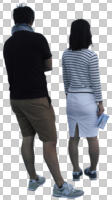 asian, back, casual, couple, cutout, cutout couples, cutout people, day, diffuse, diffused light, eye level view, standing, summer