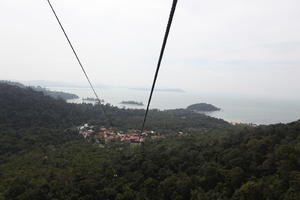 cable car, coastline, day, elevated, forest, Kedah, Malaysia, mountain, overcast, vegetation