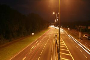 artificial lighting, effect, elevated, England, evening, grass, London, road, The United Kingdom