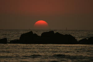 Agadir, autumn, dusk, eye level view, Morocco, seascape, sky, sun, sunlight, sunny, sunset, sunshine