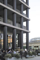 afternoon, cafe, colonnade, England, eye level view, facade, London, outdoors, restaurant, square, The United Kingdom, urban