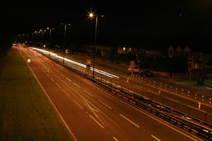 artificial lighting, effect, elevated, England, evening, grass, London, road, The United Kingdom