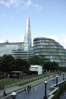 architecture, building, cloudy, day, elevated, England, landmarks, London, More London, river, riverbank, Shard, The United Kingdom, urban