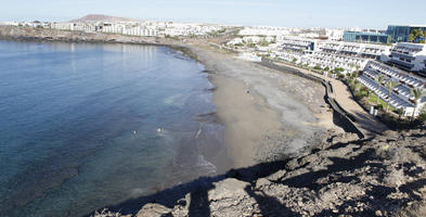 above, autumn, beach, building, Canarias, coastline, day, elevated, natural light, noon, Spain, sunlight, sunny, town