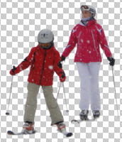 caucasian, couple, cutout, cutout couples, cutout people, day, diffuse, diffused light, eye level view, mother and child, people, skiing, sporty, winter