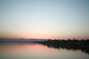 clear, dusk, East Timor, Egypt, Egypt, eye level view, river, river Nile, silhouette, sky, sunset, vegetation