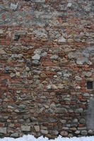 brick, day, eye level view, Italia , Mondovi, Piemonte, snow, stone, wall, winter