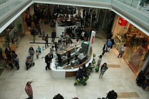 above, cafe, day, eating, elevated, England, group, indoor lighting, interior, London, mall, natural light, people, retail, shop, shopping, shopping centre, sitting, The United Kingdom, walking