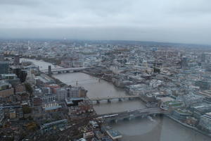 aerial view, bridge, city, day, diffuse, diffused light, England, London, overcast, river, The United Kingdom, urban, winter