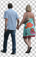 back, caucasian, couple, cutout, cutout couples, cutout people, day, diffuse, diffused light, eye level view, people, summer, walking