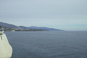 afternoon, cloudy, day, elevated, looking down, Monaco, Monte Carlo, Monte-Carlo, mountain, museum, overcast, seascape, sun glare, top-down perspective, winter