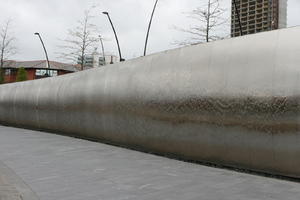 day, England, eye level view, fountain, pavement, Sheffield, The United Kingdom, wall