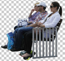 casual, caucasian, cutout, cutout groups, cutout people, day, diffuse, diffused light, eye level view, group, people, side, sitting, summer